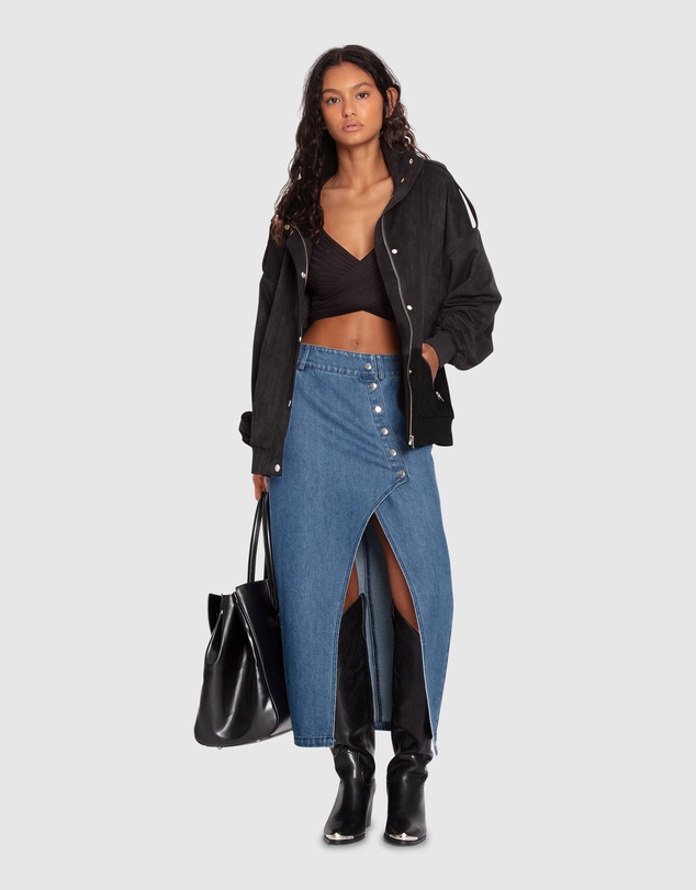 Belle & Bloom - Can't Forget You Denim Midi Skirt
