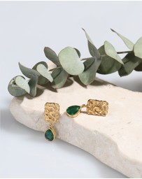 Elli Jewelry - Earrings Ear Hanger Drop Organic Design Quartz Gemstone in 925 Sterling Silver Gold Plated