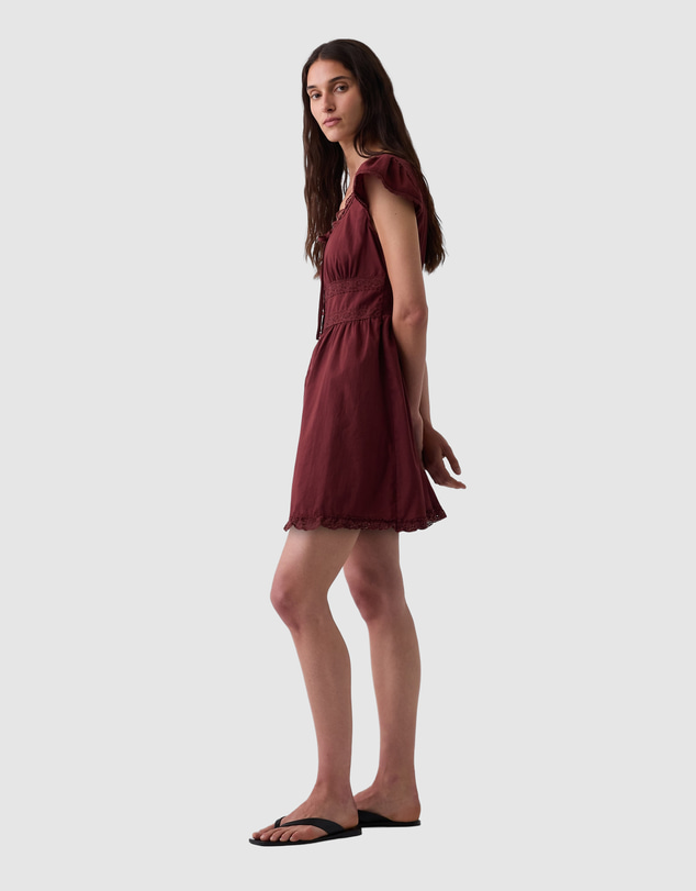 GAP - SS Lace Trim Button Mini Dress