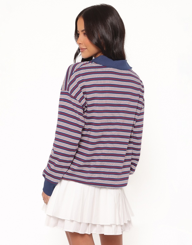 Petal & Pup - Beau Long Sleeve Jersey Top - Navy Stripe