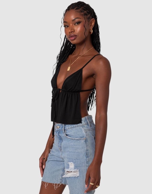 EDIKTED - Rylee Tie Front Open Back Top