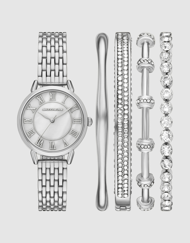 Skechers - Roman Dress Set Silver Tone Analogue Watch