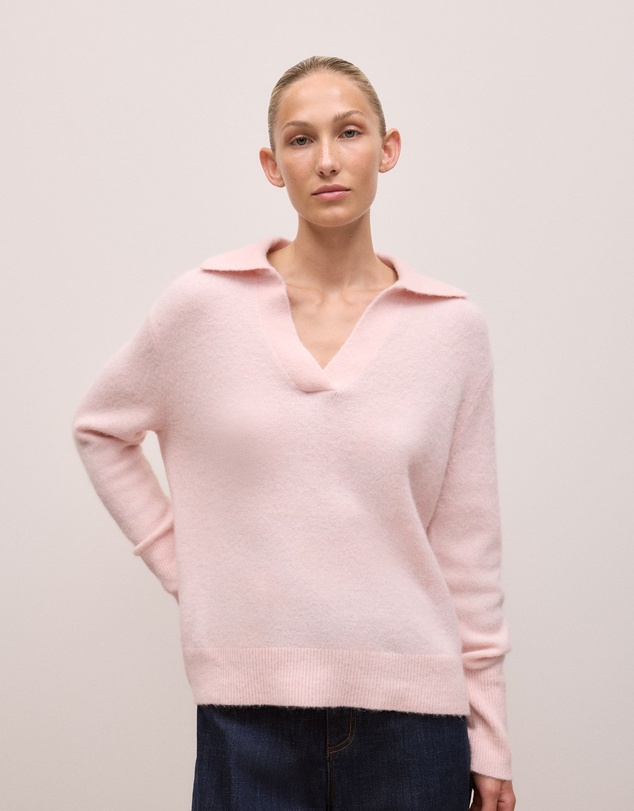 Trenery - Alpaca Merino Blend Polo in Rose Quartz