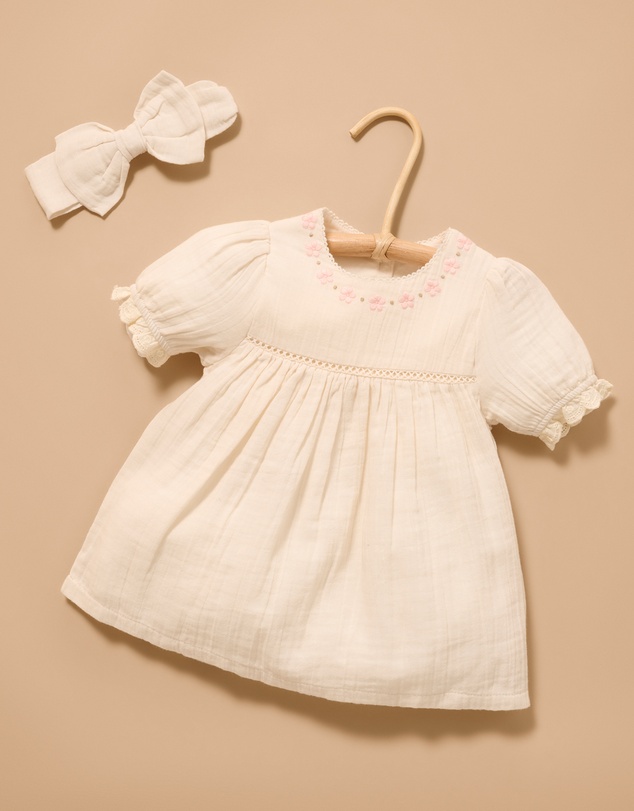 Purebaby - Embroidered Dress-Kids-Babies