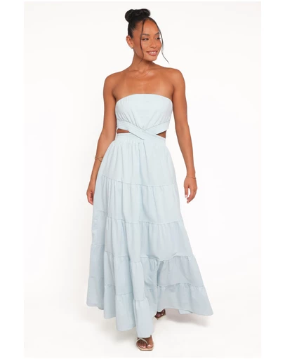 Petal & Pup - Cadence Strapless Maxi Dress - Blue