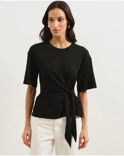 Atmos&Here - Rose Short Sleeve Tie Waist Top