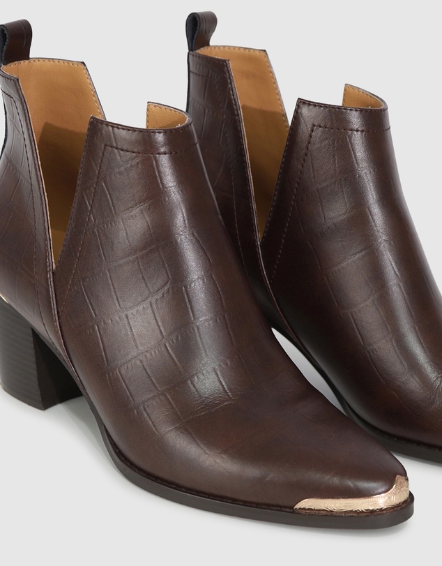 Belle & Bloom - Austin Croc Embossed Ankle Boot