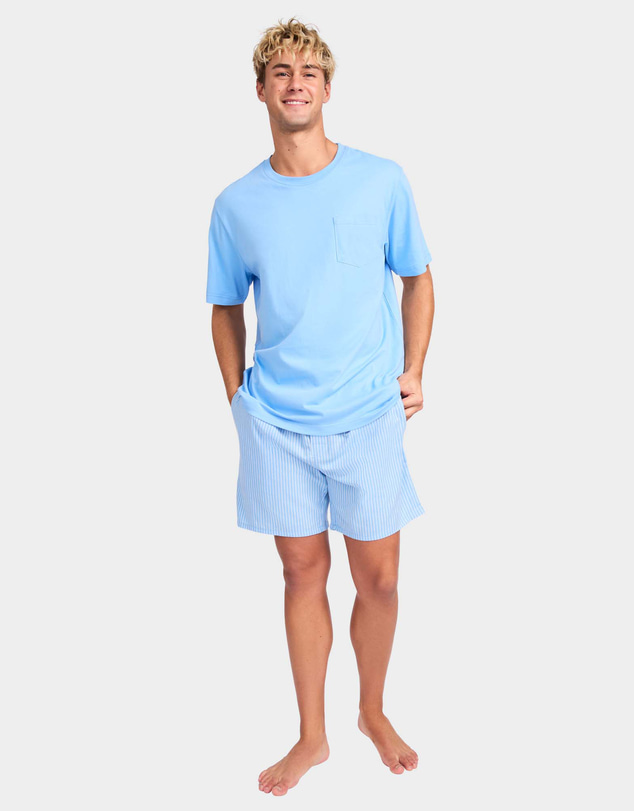 Mitch Dowd - Mitchdowd Blue Stripe Linen Sleep Set