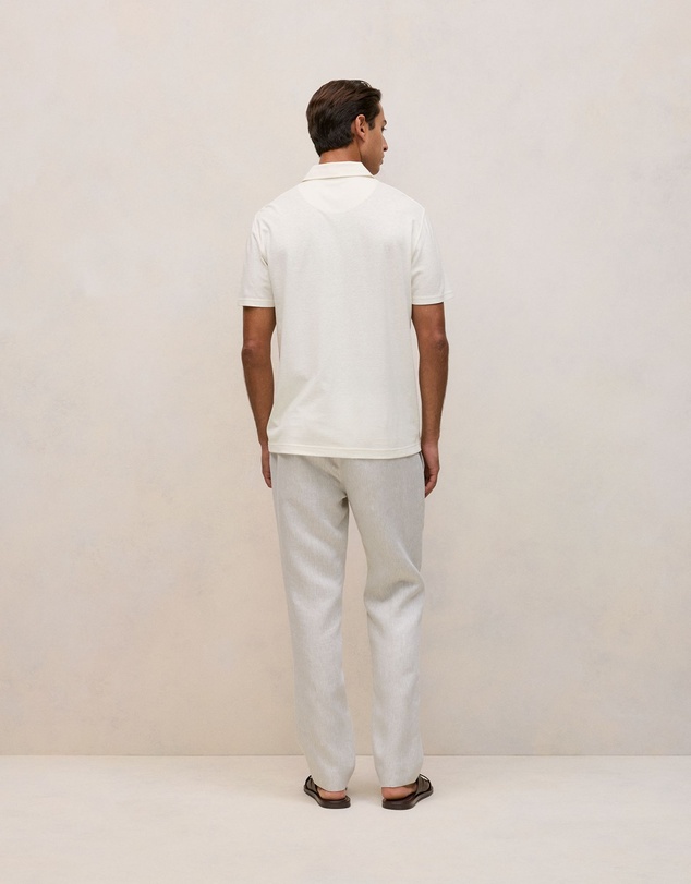 Trenery - Linen Cotton Jersey Polo in Parchment
