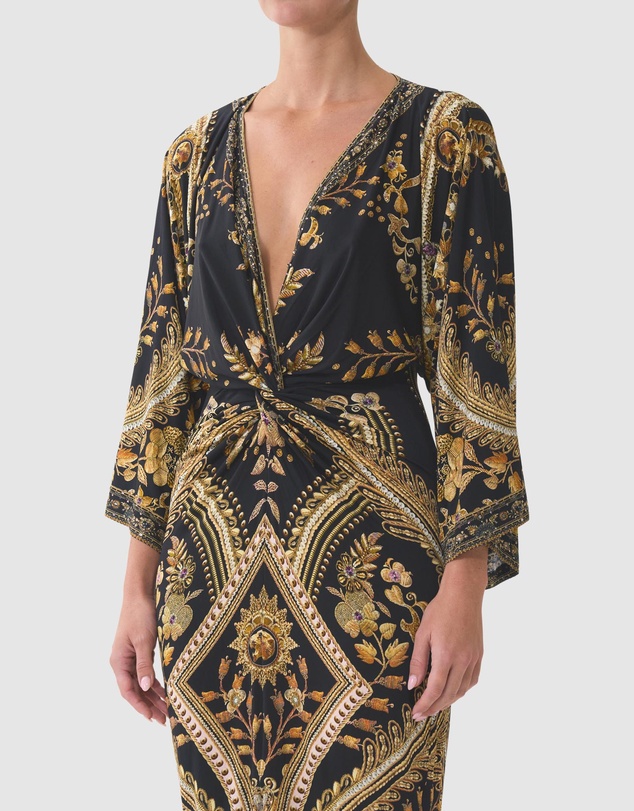 Camilla - Long Split Front Twist Dress