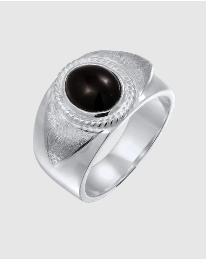 Kuzzoi - ICONIC EXCLUSIVE - Black Onyx Signet Ring in 925 Sterling Silver