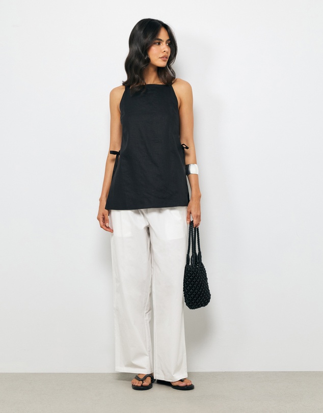 AERE - Maisie Linen Tie Side Top