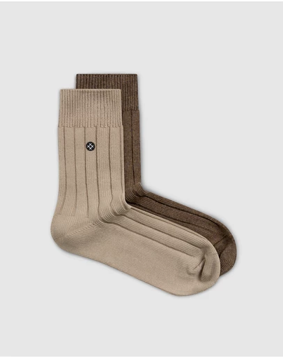 Sockdaily - Lace & Coffee 2 Pack Quarter Socks