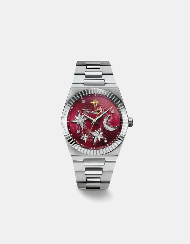 THOMAS SABO - Women's Moon and Stars Watch with Burgundy Dial