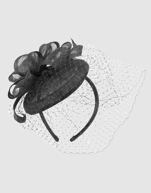 Max Alexander - Sinamay Black Veil Fascinator