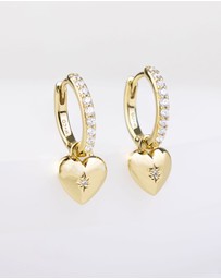 Wanderlust + Co - Heart Charm Huggie Earrings