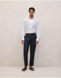 Trenery - Linen Half Placket Shirt in White
