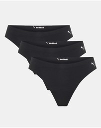 Modibodi - Puma X Modibodi Seamfree Active Period Thong 3 Pack Light-Moderate - Onyx Grey