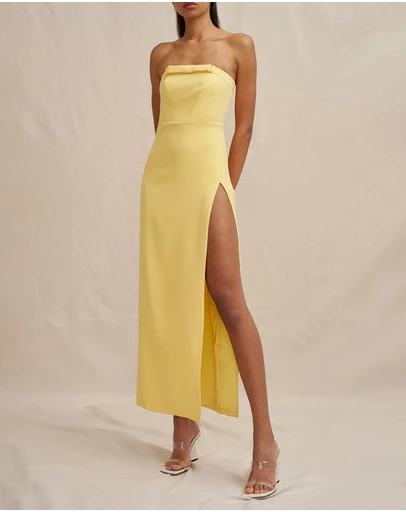BY JOHNNY. - Cassandra Slice Strapless Midi Dress