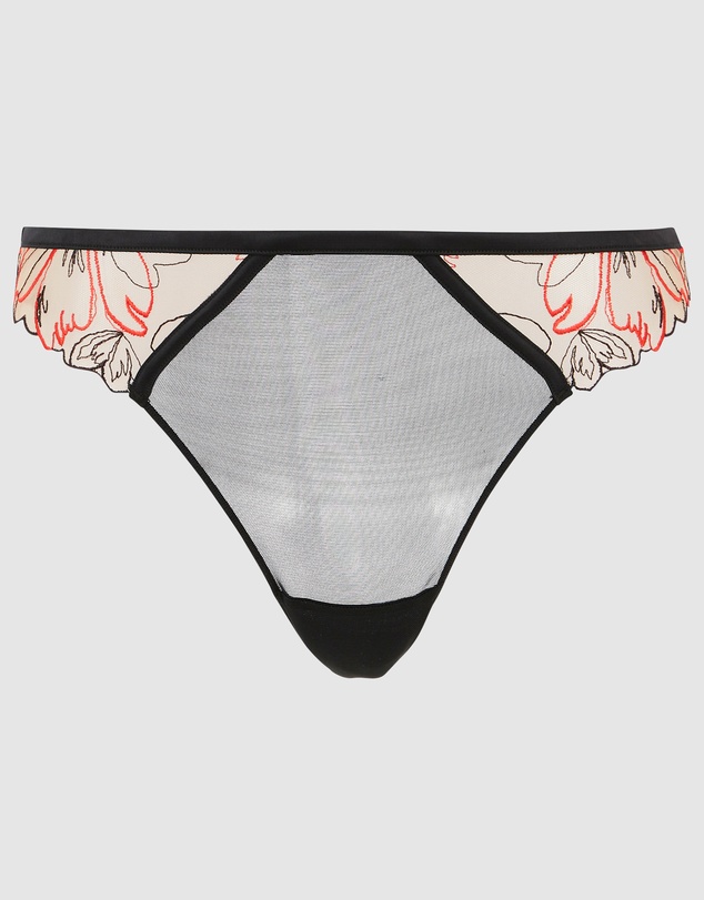 Sans Complexe - Alberta Sheer Mesh Tanga Brief with Embroidery
