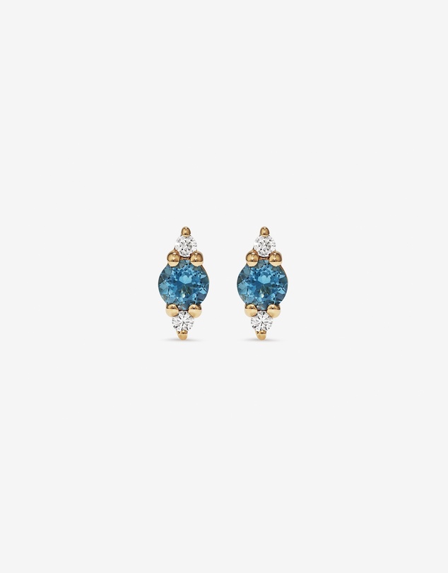 Michael Hill - London Blue Topaz and Diamond Stud Earrings in 10kt Yellow Gold