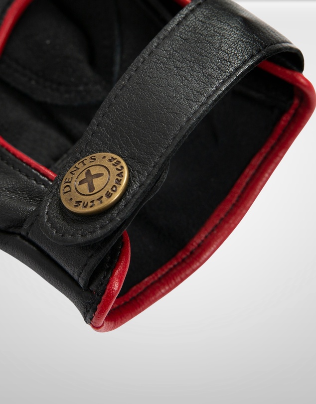DENTS - Suited Racer Touchscreen Leather Driving Gloves w/ Wristwatch Cut-Out