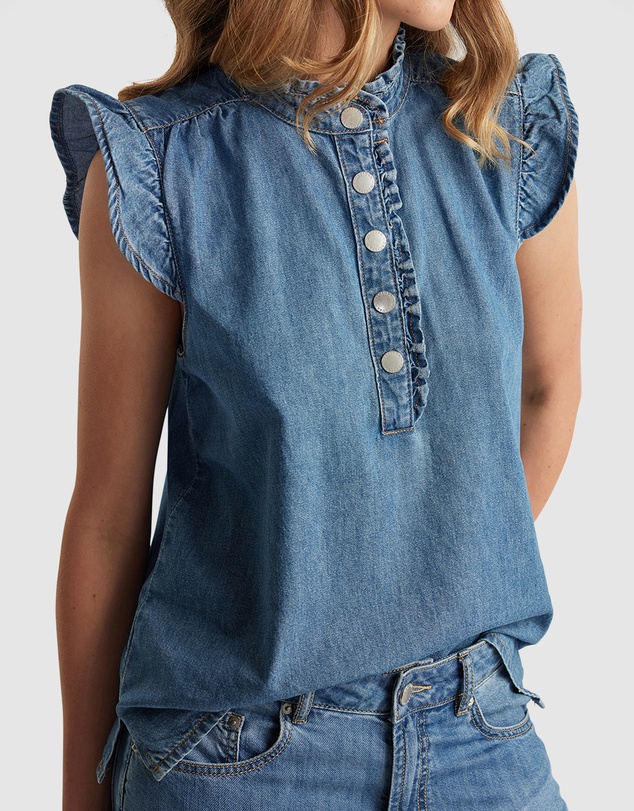 Decjuba - Celeste Denim Ruffle Blouse