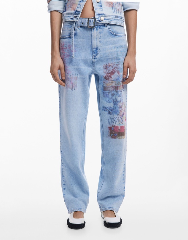 Desigual - Straight Hindi print Jean