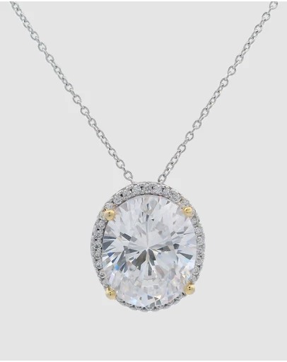 Georgini - GEORGINI MIDNIGHT VELVET LIMITED EDITION SELENE TWO-TONE MOONLIGHT OVAL PENDANT