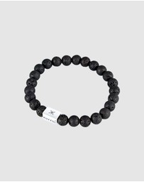 Kuzzoi - ICONIC EXCLUSIVE - Bracelet Men Lava Gemstone Bead Rectangle Trend in 925 Sterling Silver