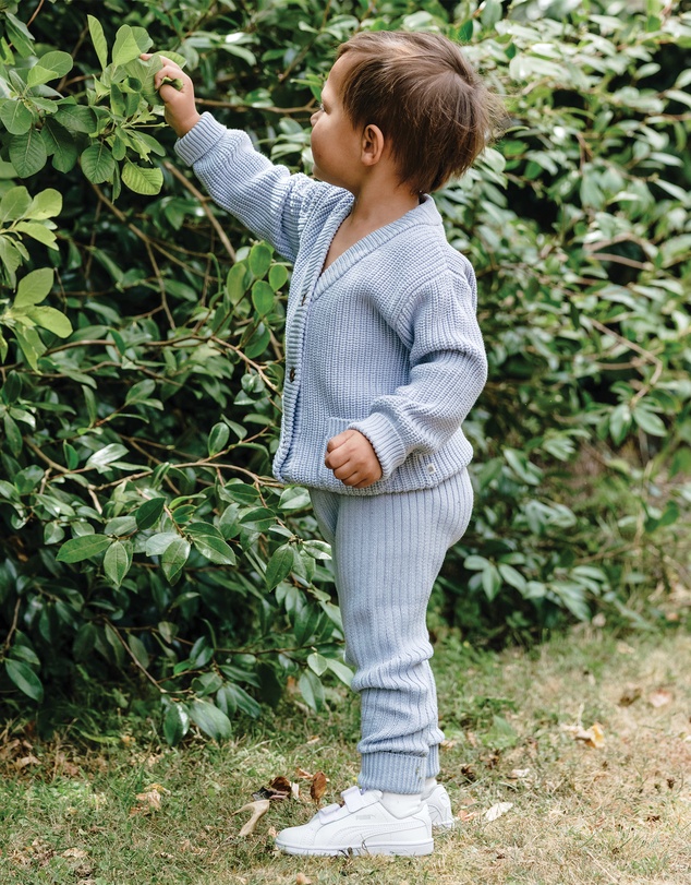 Kynd Baby - Organic Chunky Rib Knit Pant in Sky Blue