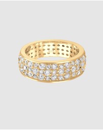 Elli Jewelry - Ring Bandring Glamour Classic Zirconia Crystals 925 Sterling Silver Gold Plated