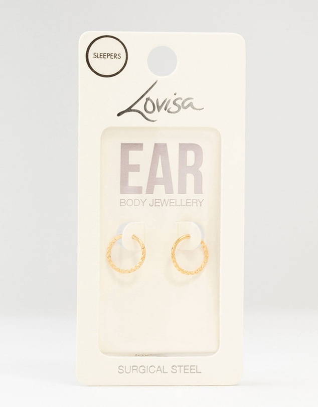 Lovisa - Gold Plated Surgical Steel Rope Sleeper Earrings 10 MM