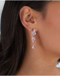 The White Collection - Clara - Rose Gold Bridal Drop Earrings