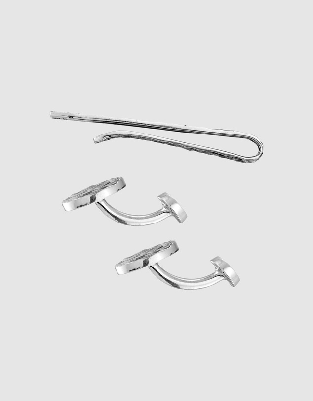Kuzzoi - ICONIC EXCLUSIVE - Jewelry Set Men Organic Textured Set In 925 Sterling Silver