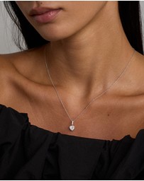 Michael Hill - Heart Shape Cubic Zirconia Halo Pendant Necklace in Sterling Silver