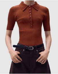 M.N.G - Polo-Neck Ribbed Sweater