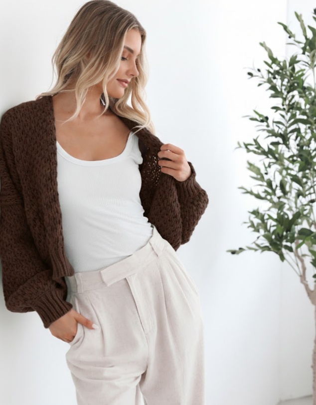 Esther & Co - Dorine Cardigan - Coffee