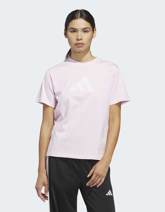 adidas Sportswear - TEXTURED GINGHAM BIG LOGO GRAPHIC T-SHIRT Womens
