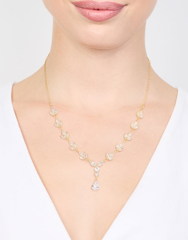 Lovisa - Gold Plated Cubic Zirconia Marquise Vine Y-Necklace