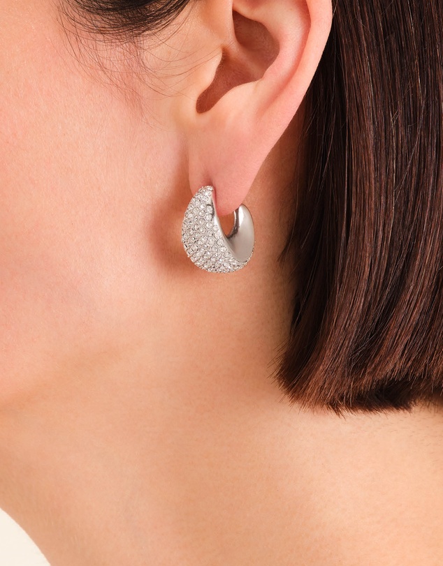 Rosefield - Pavé Half Moon Silver-Tone Hoop Earrings