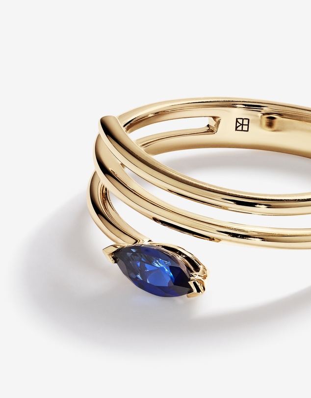 Michael Hill - East West Marquise-Cut Created Sapphire Wrap Ring in 10kt Yellow Gold