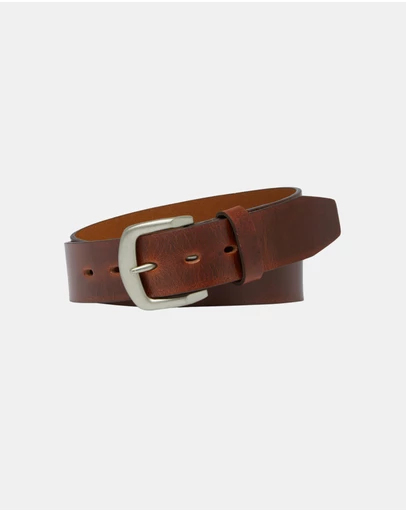 Buckle - Bushman. Australian Made Full Grain Natural Leather Belt. 38mm width.
