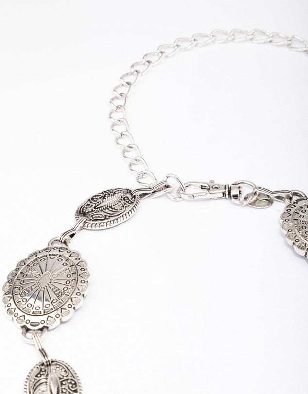 Lovisa - Antique Silver Textured Circular Chain Belt
