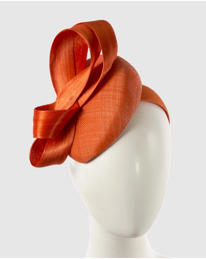 Max Alexander - Orange Pillbox Racing Fascinator