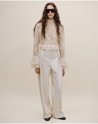 M.N.G - Ruffled Embroidered Blouse