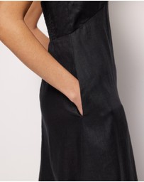 AERE - Brisa Halter Linen Slip Dress