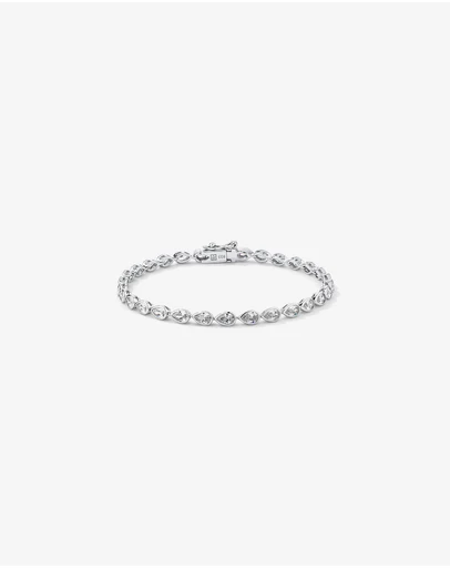 Michael Hill - Pear Shaped Cubic Zirconia Bezel Set Tennis Bracelet in Sterling Silver