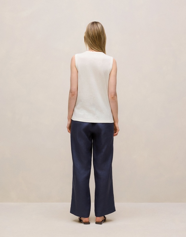 Trenery - Linen Cotton Crew Tank in White