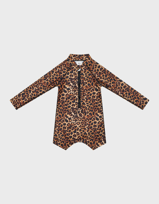 Budgy Smuggler - Kids Onesie Swim Bundle in Leopard UPF 50+